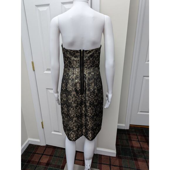 Nicole Miller Dress Size 6 Strapless Brocade Art Deco Metallic Holiday Party - Picture 5 of 8